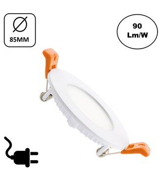 LED Downlighter Slim-U 3w, 270 Lumen, Wit, Aluminium Body, Stekkerklaar, Gatmaat Φ75mm, 2 Jaar Garantie