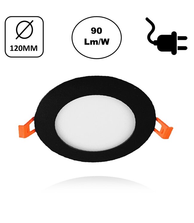 LED Downlighter Slim-U 6w, 540 Lumen, Zwart, Aluminium Body, Stekkerklaar, Gatmaat Φ105mm, 2 Jaar Garantie