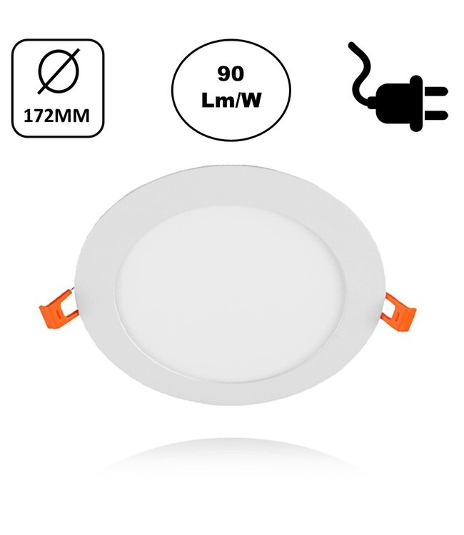 LED Downlighter Slim-U 12w, 1080 Lumen, Wit, Aluminium Body, Stekkerklaar, Gatmaat Φ160mm, 2 Jaar Garantie