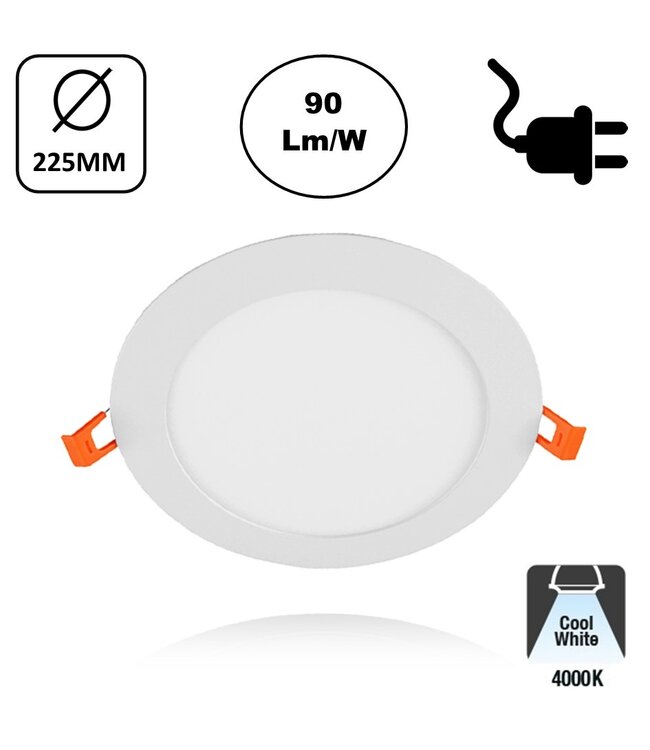 LED Downlighter Slim-U 18w, 1620 Lumen, Wit, Aluminium Body, Stekkerklaar, Gatmaat Φ210mm, 2 Jaar Garantie