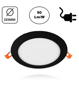LED Downlighter Slim-U 18w, 1620 Lumen, Zwart, Aluminium Body, Stekkerklaar, Gatmaat Φ210mm, 2 Jaar Garantie