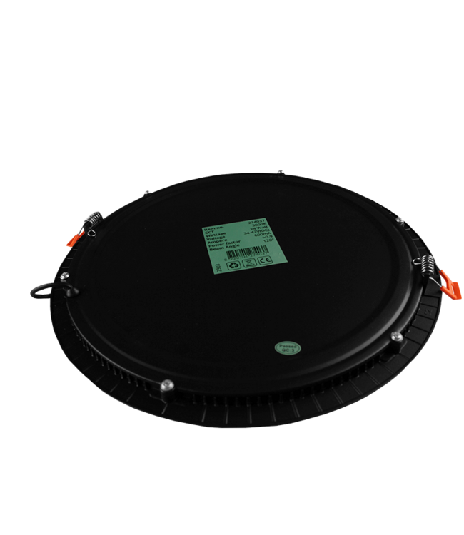 LED Downlighter Slim-U 24w, 2160 Lumen, Zwart, Aluminium Body, Stekkerklaar, Gatmaat Φ280mm, 2 Jaar Garantie