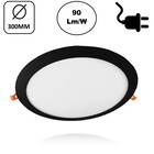 LED Downlighter Slim-U 24w, 2160 Lumen, Zwart, Aluminium Body, Stekkerklaar, Gatmaat Φ280mm, 2 Jaar Garantie