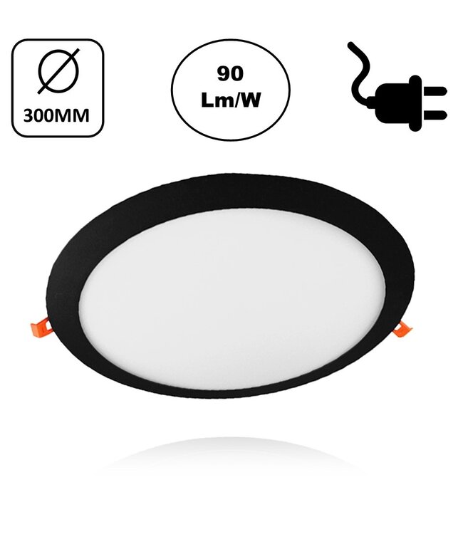 LED Downlighter Slim-U 24w, 2160 Lumen, Zwart, Aluminium Body, Stekkerklaar, Gatmaat Φ280mm, 2 Jaar Garantie
