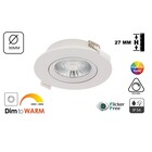 Inbouw LED Spot 6w Luxe-Flat, 450 Lumen, Dim To Warm, Kantelbaar, IP54, Dimbaar, CRI90, Wit Armatuur, Gatmaat 75mm, 2 Jaar Garantie