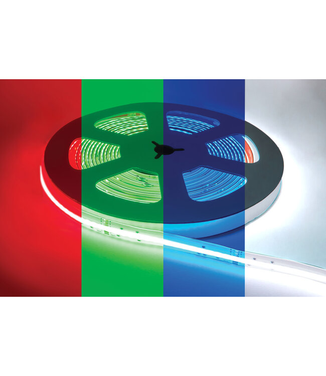 Premium Led Strip ROL 5 Meter COB, 16w/m, 896 led/m, RGB+ Neutraal Wit (4000K), CRI90, 24v, IP20, 12mm, 3 Jaar garantie