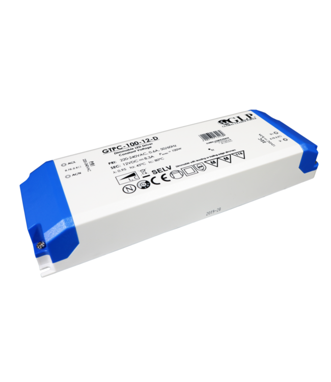 GLP TRIAC Dimming Led Strip voeding 12V/100W/8,3A, Max: 80w, Dimbaar, Afm:210x67x34mm, 2 Jaar Garantie