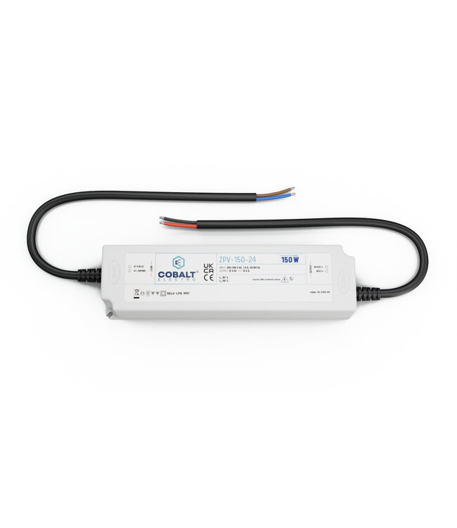 Cobalt Premium IP67 Waterproof Led Strip voeding 24V/150W/6,25A, Max: 120w, Afm:190x52x37 mm, 3 Jaar Garantie