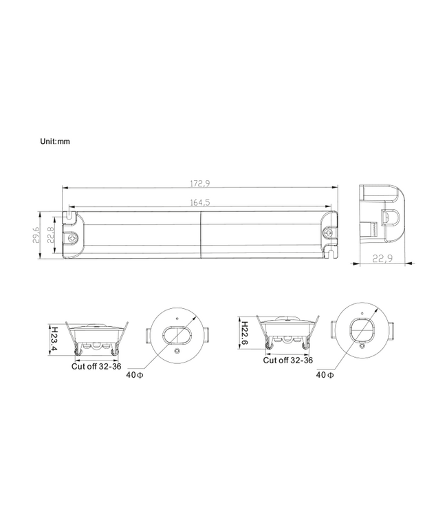 Auto-Test Mini LED Nood Downlighter Zwart, 1w, 130 lumen, Ø35 mm gatmaat, 2 Jaar Garantie