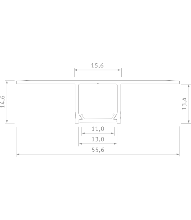 Stuc/Pleister Aluminium Led Strip Profiel Fal-Norman | ALU |  14,6x55,6mm | Tot 2 Meter leverbaar