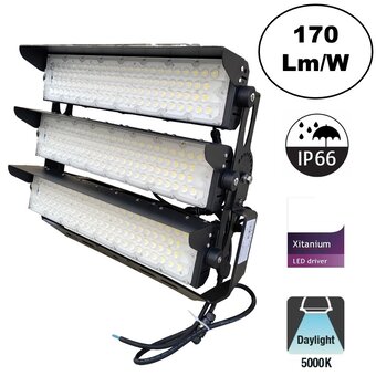 LED Terreinverlichting 750w, 127500 Lumen (170lm/w), 5000K Puur Wit, IP66, PH Driver, 5 Jaar Garantie