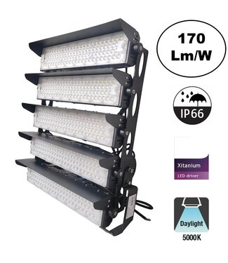 LED Terreinverlichting 1250w, 212500 Lumen (170lm/w), 5000K Puur Wit, IP66, PH Driver, 5 Jaar Garantie