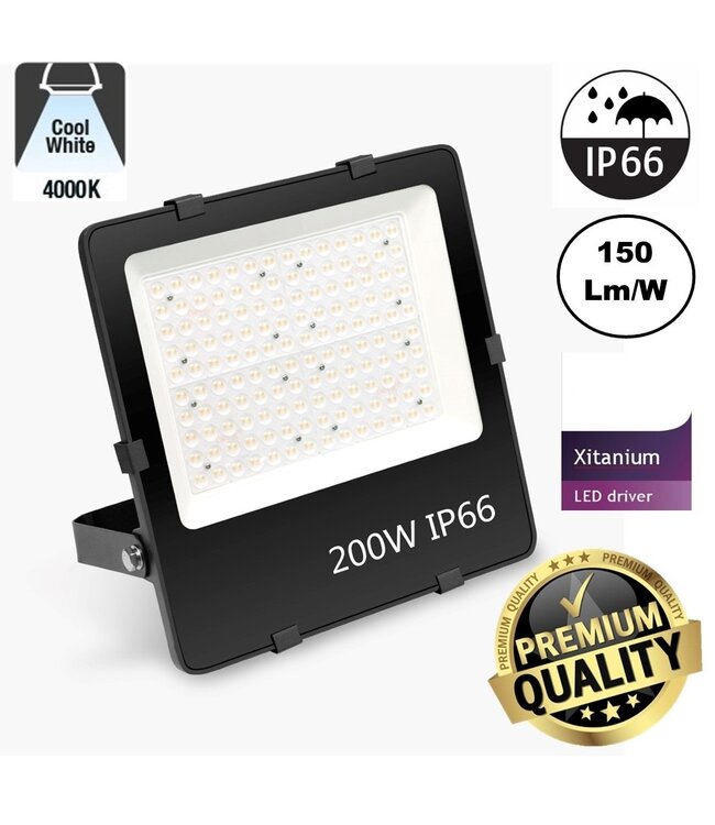 PRO LED Floodlight 200w, 30000 Lumen, Philips Xitanium Driver, IP66, 3 Jaar garantie
