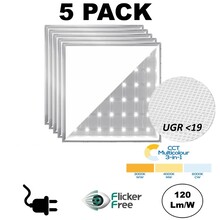 5 PACK - Back-lit UGR19 LED Paneel 60x60cm, 32w, 3800 Lumen (120lm/w), Color Switch (3000/4000/6000K), Flikkervrije PH LED Driver, Stekkerklaar, 3 Jaar Garantie