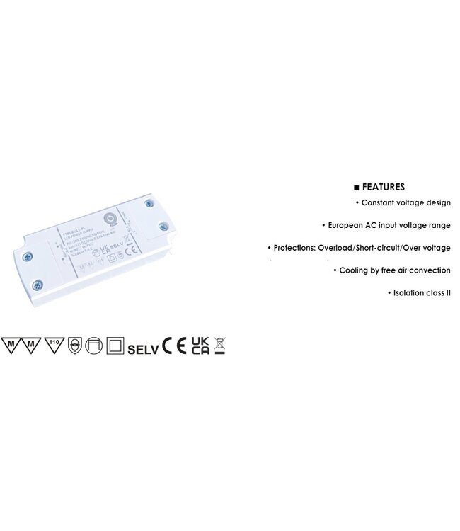 POS Premium Led Strip voeding 12V/8W/0,67A, Max: 6,5w, Afm:101x39.5x19,5mm, 3 Jaar Garantie