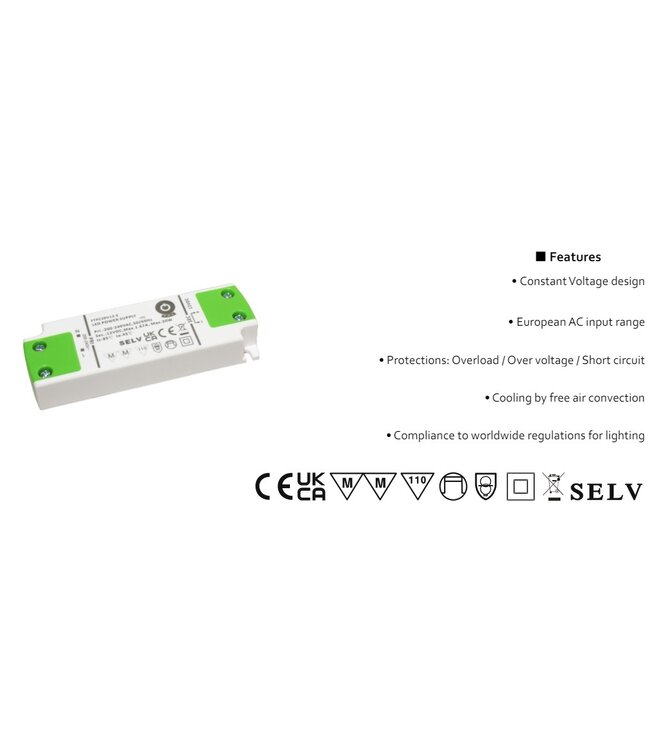 POS Premium Led Strip voeding 12V/20W/1,67A, Max: 16w, Afm:103x35.5x16mm, 3 Jaar Garantie