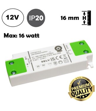 POS Premium Led Strip voeding 12V/20W/1,67A, Max: 16w, Afm:103x35.5x16mm, 3 Jaar Garantie