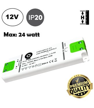POS Premium Led Strip voeding 12V/30W/2,5A, Max: 24w, Afm:154 x50x14mm, 3 Jaar Garantie