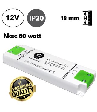 POS Premium Led Strip voeding 12V/100W/8.33A, Max: 80w, Afm: 164x57x17mm, 3 Jaar Garantie