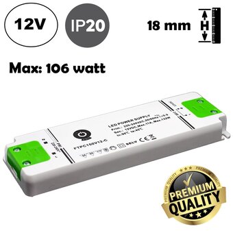 POS Premium Led Strip voeding 12V/132W/11A, Max: 106w, Afm: 177x57x18mm, 3 Jaar Garantie