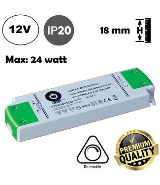 POS TRIAC Dimming Led Strip voeding 12V/30W/2,5A, Max: 26w, Dimbaar, Afm:159x46x18mm, 3 Jaar Garantie