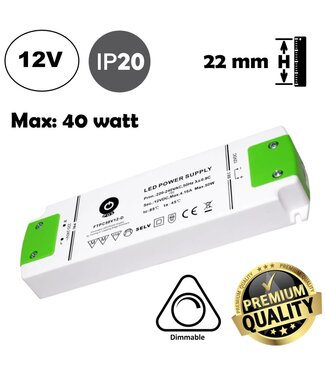 POS TRIAC Dimming Led Strip voeding 12V/50W/4,17A, Max: 40w, Dimbaar, Afm:177x58x22mm, 3 Jaar Garantie