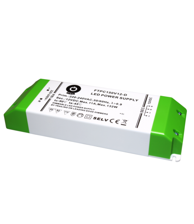 POS TRIAC Dimming Led Strip voeding 12V/132W/11A, Max: 106w, Dimbaar, Afm:170x57x31mm, 3 Jaar Garantie