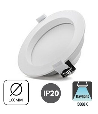 UITVERKOOP: LED Downlighter 18w, 1440 Lumen, 5000K Puur Wit, Verdiept LED, EagleRise LED Driver, Gatmaat 140mm