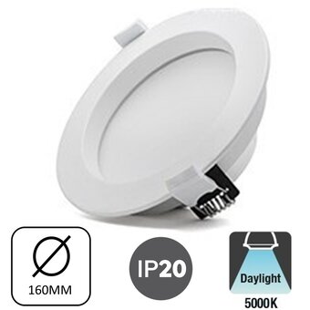 UITVERKOOP: LED Downlighter 18w, 1440 Lumen, 5000K Puur Wit, Verdiept LED, EagleRise LED Driver, Gatmaat 140mm