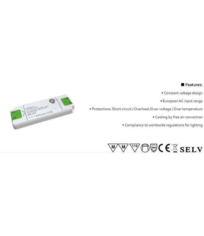 POS Premium Led Strip voeding 24V/50W/2,05A, Max: 40w, Afm:160x58x18mm, 3 Jaar Garantie