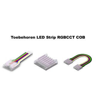 Led Strip Connector RGBCCT Led Strips 12MM (Zonder solderen) | Geschikt voor IP20 COB LED Strips