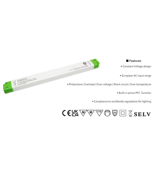 POS LongSlim Premium Led Strip voeding 12V/132W/11A, Max: 106w, Afm:321x30x18 mm, 3 Jaar Garantie