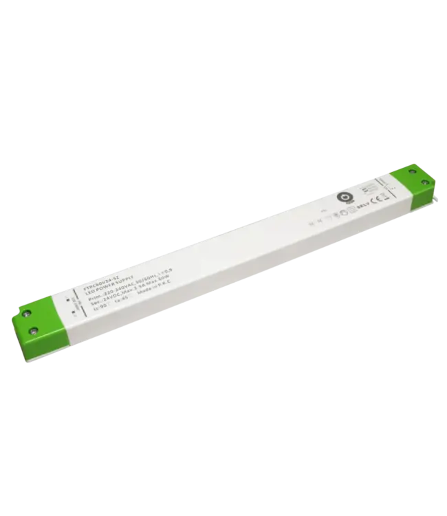 POS LongSlim Premium Led Strip voeding 24V/60W/2,5A, Max: 48w, Afm:305x30x17 mm, 3 Jaar Garantie