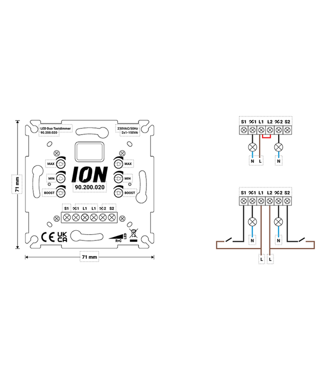 ION industries LED duo tastdimmer 2x0.3-200W