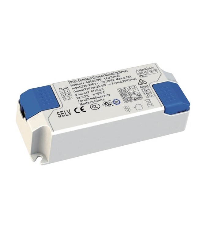 Lifud TRIAC LED Driver - Max 28 watt - DIP switch: 550-700Ma - 25-40vDC - 3 Jaar garantie