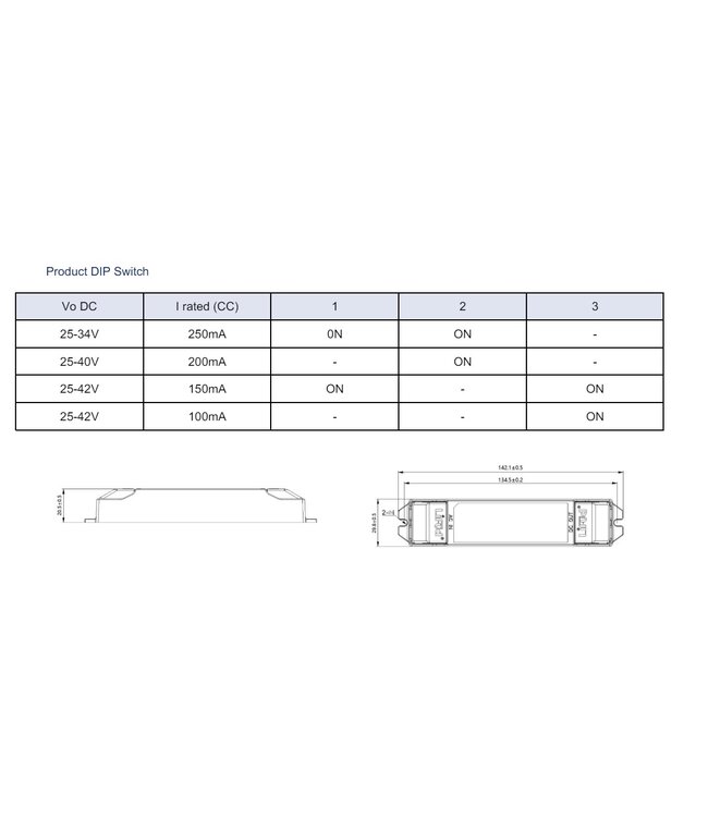 Lifud TRIAC LED Driver - Max 8 watt - DIP switch: 100-250Ma - 25-40vDC - 3 Jaar garantie