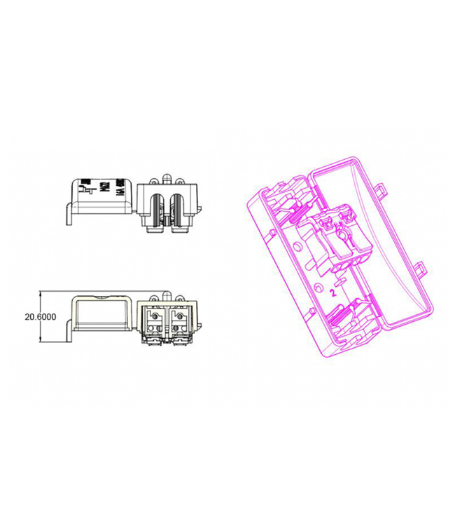 Mini Kabeldoos / Mini Lasdoos IP20 - Incl. 2 Aderige Connector 16A - Met Trekontlasting