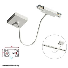 1 Fase Rail 2 wire Middenaansluiting - Incl. Afdekplaat Vierkant Wit
