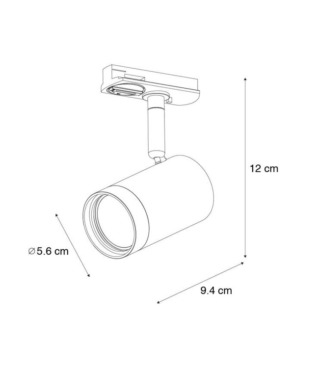 1 Fase Rail armatuur Jen met GU10 Fitting , Donkerbrons Behuizing
