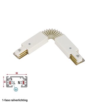 1 Fase Rail 2 Wire FLEX-Koppelstuk - Wit