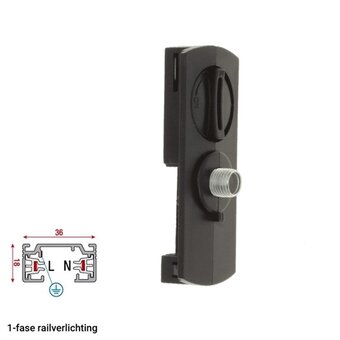 1 Fase Rail Adapter SlimFit Zwart - Voor Pendel Armaturen
