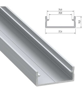 Aluminium Led Strip Profiel  DUAL | ALU | Tot 20mm Led Strip |  27,4x10,5mm | Tot 2 Meter leverbaar