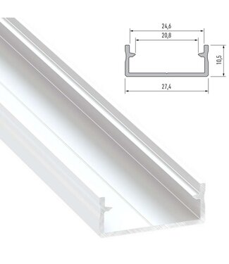 Aluminium Led Strip Profiel  DUAL | WIT | Tot 20mm Led Strip |  27,4x10,5mm | Tot 2 Meter leverbaar