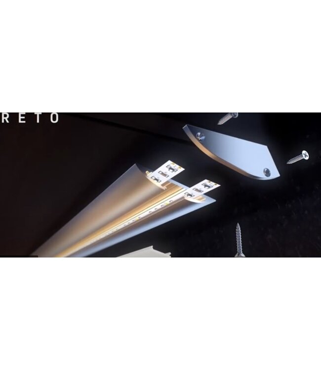 Aluminium Led Strip Profiel  RETO | ALU |  54,9x8mm | Tot 2 Meter leverbaar - Voor onderbouw keuken of kast