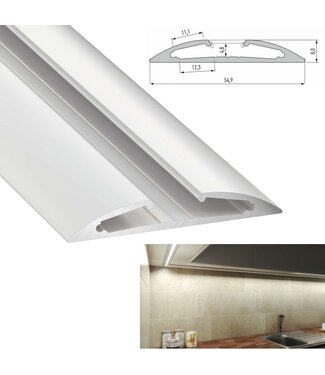 Aluminium Led Strip Profiel  RETO | Wit |  54,9x8mm | Tot 2 Meter leverbaar - Voor onderbouw keuken of kast