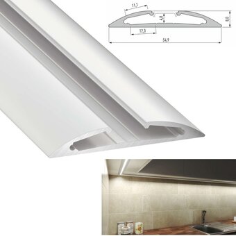 Aluminium Led Strip Profiel  RETO | Wit |  54,9x8mm | Tot 2 Meter leverbaar - Voor onderbouw keuken of kast