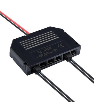 6 Vaks-verdeeldoos voor Male Connector Plug - 5-24Vdc - Max 3 A