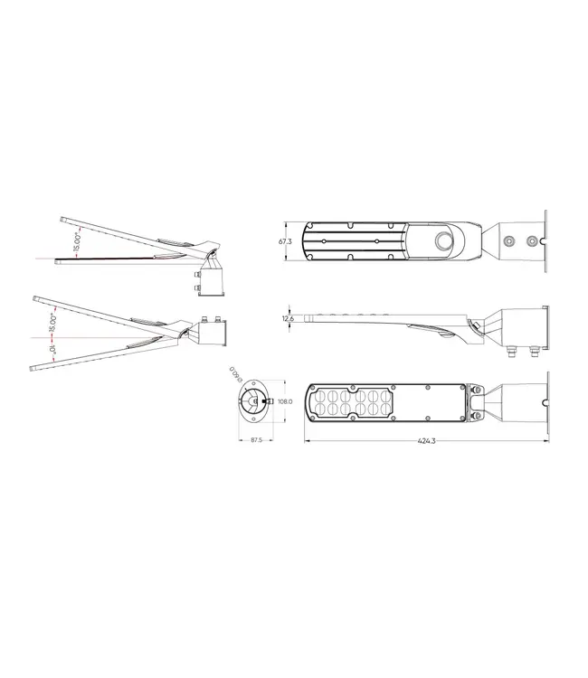 LED Straatlamp Flam 30w, 3000 Lumen, 4000K Neutraal Wit, IP65, Paal/Muurbevestiging, Grijze behuizing, 2 Jaar Garantie