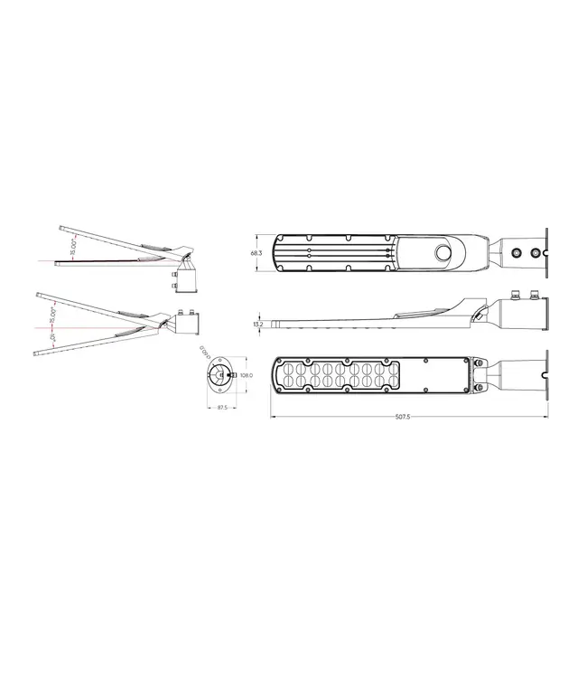 LED Straatlamp Flam 50w, 5000 Lumen, 4000K Neutraal Wit, IP65, Paal/Muurbevestiging, Grijze behuizing, 2 Jaar Garantie