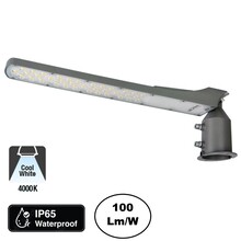 LED Straatlamp Flam 100w, 10000 Lumen, 4000K Neutraal Wit, IP65, Paal/Muurbevestiging, Grijze behuizing, 2 Jaar Garantie